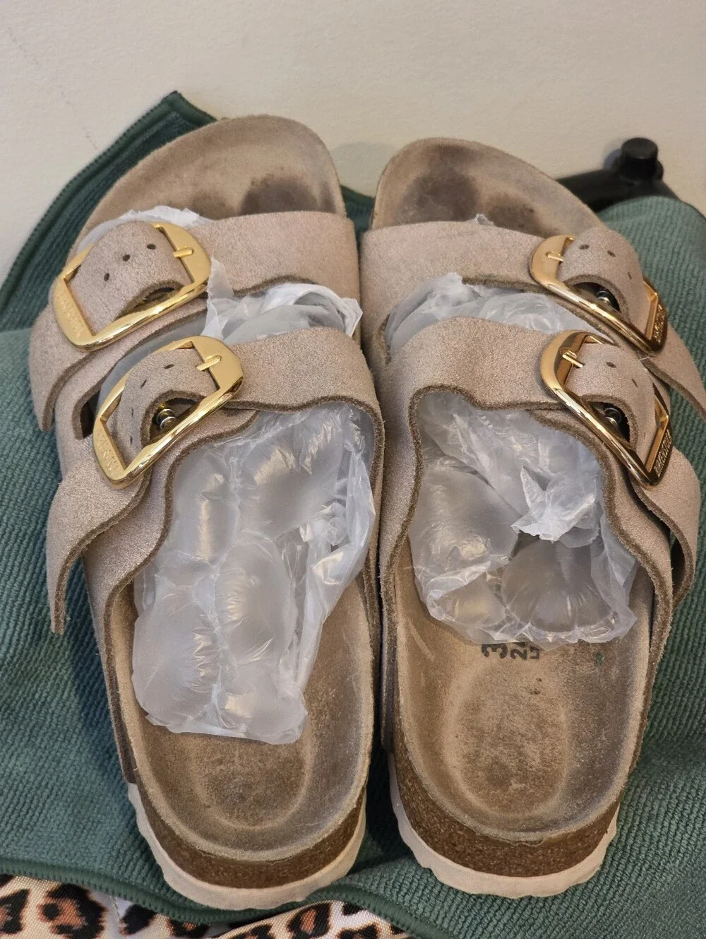 EUC Birkenstock Arizona Big Buckle Metallic Nude Leather Sandals EU 38 US 7-7.5
